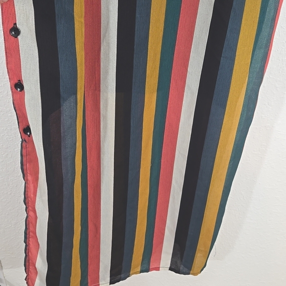 Revolve Line and Dot Striped Midi Lined Dress Beachy Vacation Artsy, size XS - Picture 3 of 8